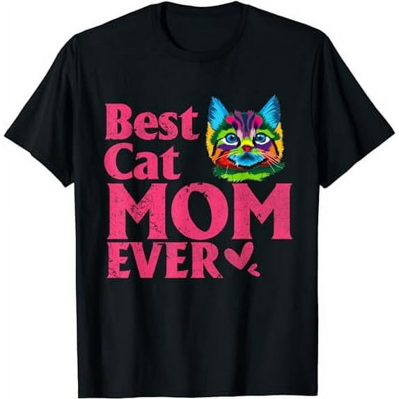 Vintage Best Cat mom Ever T-Shirt cut colored Cat mommy T-Shirt
