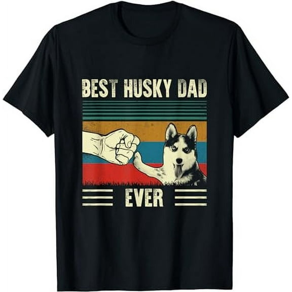 Vintage Best Dog Dad Ever Siberian Husky Father's Day Gift T-Shirt
