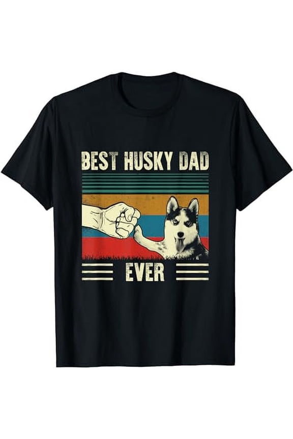 Vintage Best Dog Dad Ever Siberian Husky Father's Day Gift T-Shirt