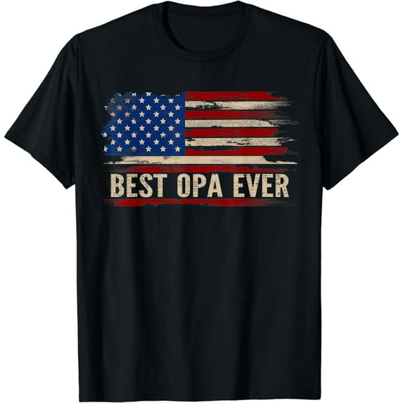 Vintage Best Opa Ever American Flag Father's Day Gift T-Shirt