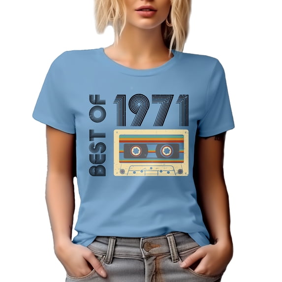 Vintage Best of 1971, Retro Cassette Tape, Baby Blue T-Shirt, Medium