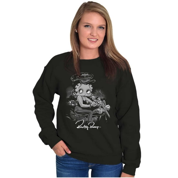 Vintage Betty Boop Biker Chick Women Crewneck Sweatshirt Brisco Brands S