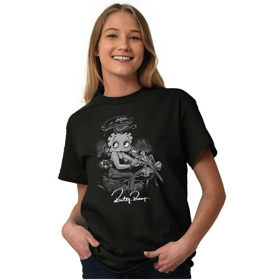 Vintage Betty Boop Biker Chick Women's Graphic T Shirt Tees Brisco Brands M