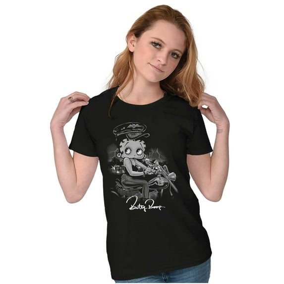 Vintage Betty Boop Biker Chick Women's T Shirt Ladies Tee Brisco Brands X
