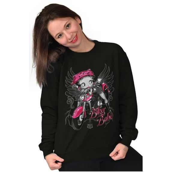 Vintage Betty Boop Cartoon Biker Babe Women Crewneck Sweatshirt Brisco Brands 3X