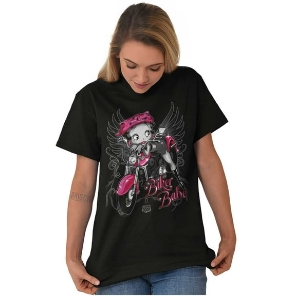 Vintage Betty Boop Cartoon Biker Babe Women's Graphic T Shirt Tees Brisco Brands S