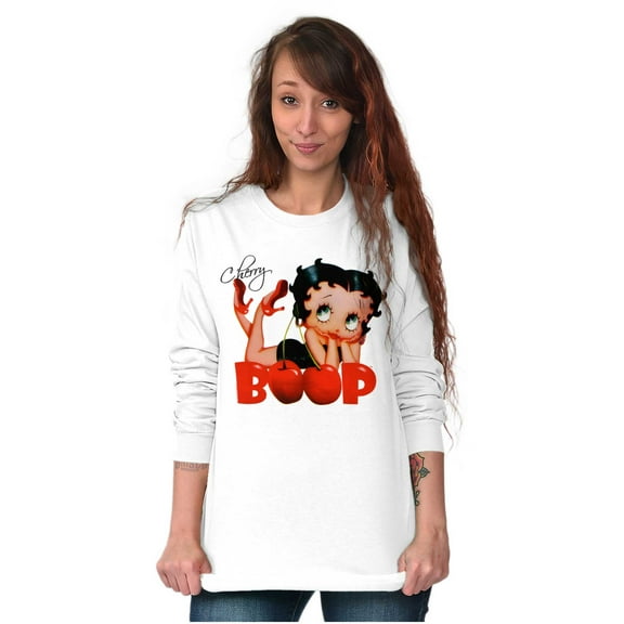 Vintage Betty Boop Cartoon Cherry Women's Long Sleeve T Shirt Brisco Brands S