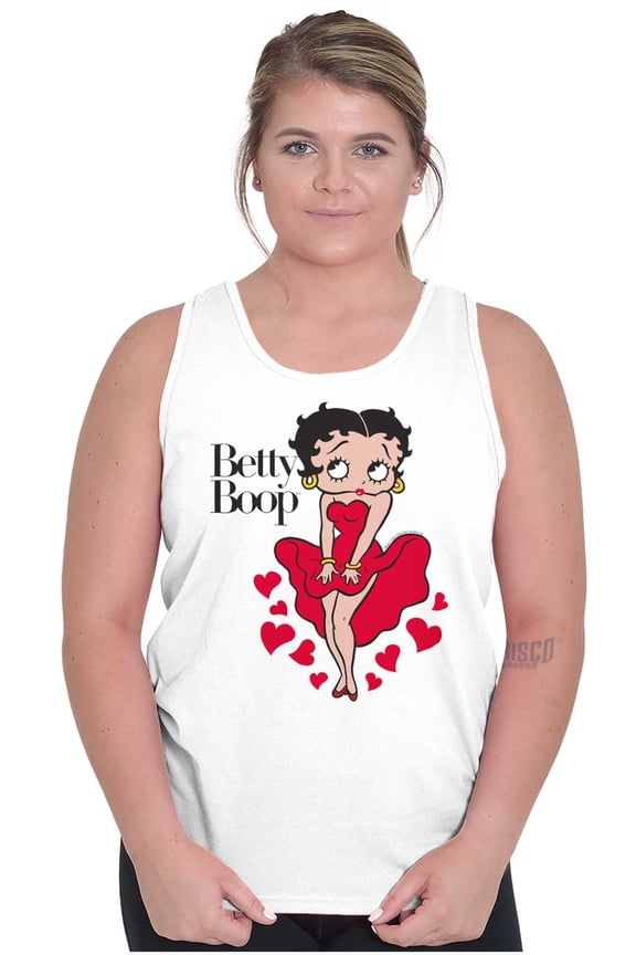 Vintage Betty Boop Cartoon Hearts Tank Top Tee Shirt Women Brisco Brands S
