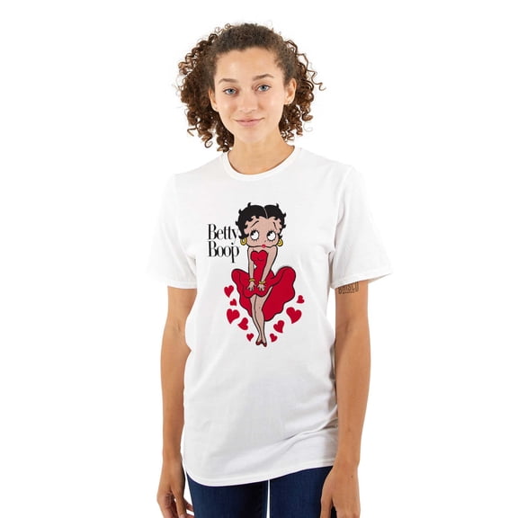 Vintage Betty Boop Cartoon Hearts Women's Graphic T Shirt Tees Brisco Brands S