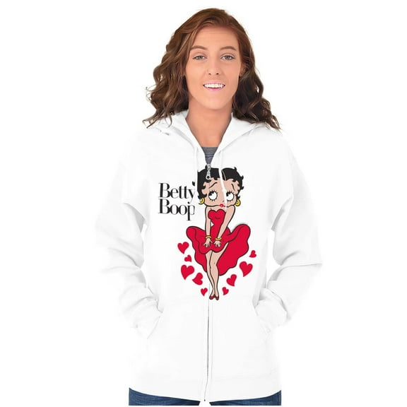 Vintage Betty Boop Cartoon Hearts Zip Hoodie Sweatshirt Women Brisco Brands L