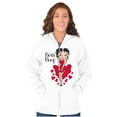 thumbnail image 1 of Vintage Betty Boop Cartoon Hearts Zip Hoodie Sweatshirt Women Brisco Brands S, 1 of 5