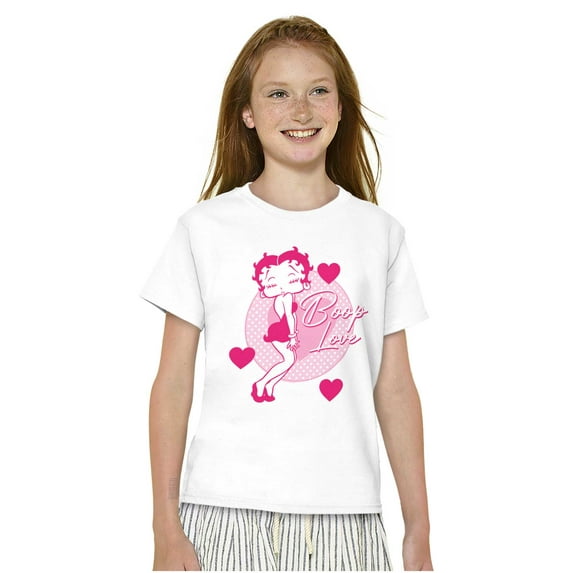 Vintage Betty Boop Cartoon Love Heart Girls Kids T Shirt Tees Teen Brisco Brands XS