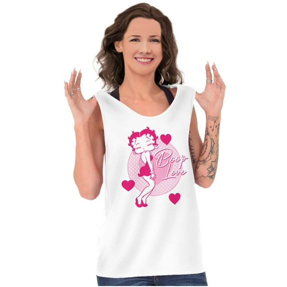 Vintage Betty Boop Cartoon Love Heart Tank Top Tee Shirt Women Brisco Brands S