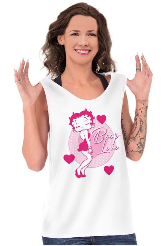 Vintage Betty Boop Cartoon Love Heart Tank Top Tee Shirt Women Brisco Brands X