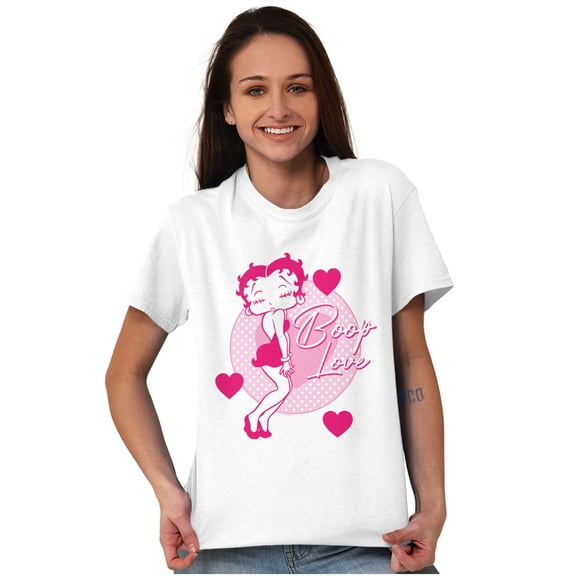 Vintage Betty Boop Cartoon Love Heart Women's Graphic T Shirt Tees Brisco Brands S