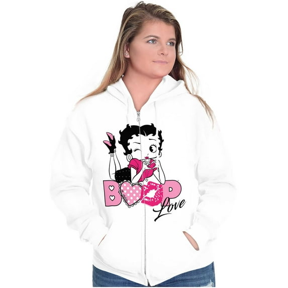 Vintage Betty Boop Cartoon Love Zip Hoodie Sweatshirt Women Brisco Brands S