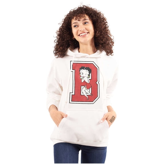 Vintage Betty Boop Cartoon Varsity B Women Plus Size Hoodie Brisco Brands 2X