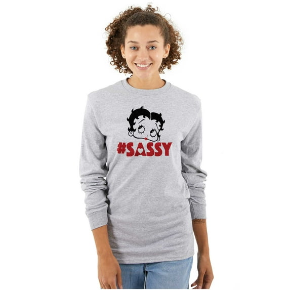 Vintage Betty Boop Hashtag Sassy Women's Long Sleeve T Shirt Brisco Brands S