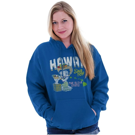 Vintage Betty Boop Hawaii Map Outline Hoodie Sweatshirt Women Brisco Brands L