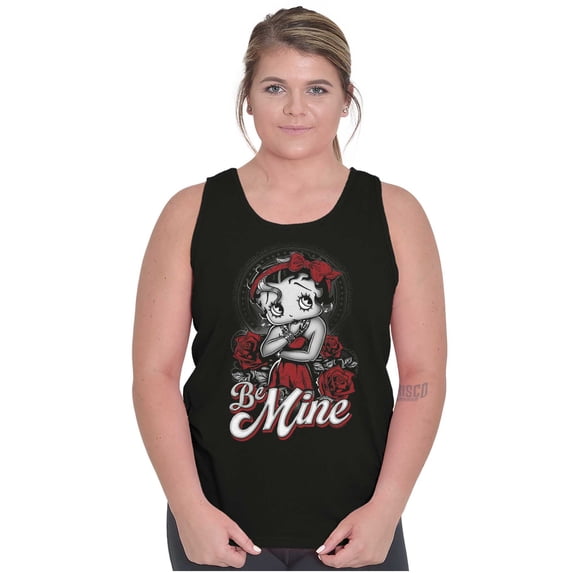 Vintage Betty Boop Roses Be Mine Tank Top Tee Shirt Women Brisco Brands S