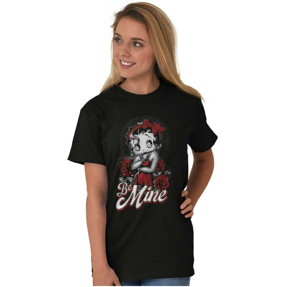 Vintage Betty Boop Roses Be Mine Women's Graphic T Shirt Tees Brisco Brands X