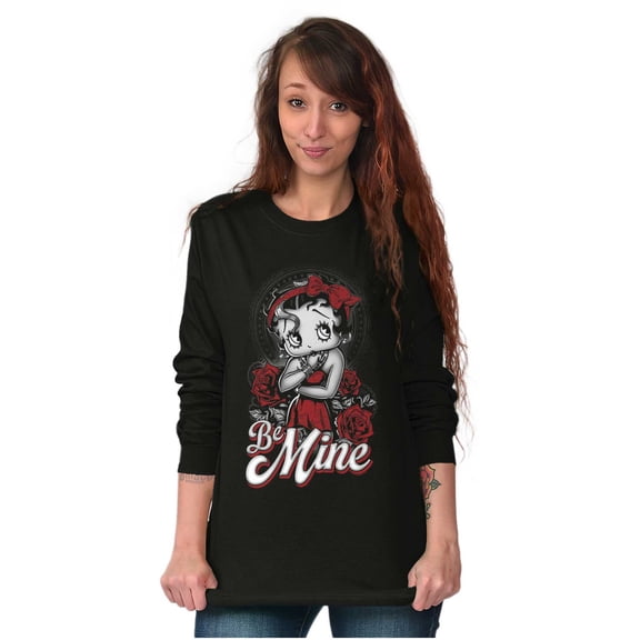 Vintage Betty Boop Roses Be Mine Women's Long Sleeve T Shirt Brisco Brands S