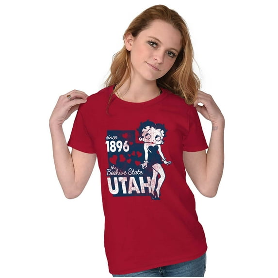 Vintage Betty Boop Utah State Outline Women's T Shirt Ladies Tee Brisco Brands S