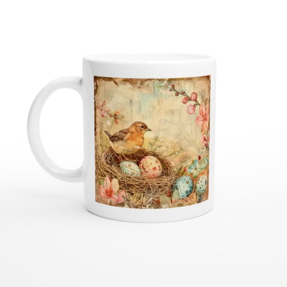 Vintage Bi Nest Post Mug - Adorable Ceramic Coffee Cup - Easter Gift.