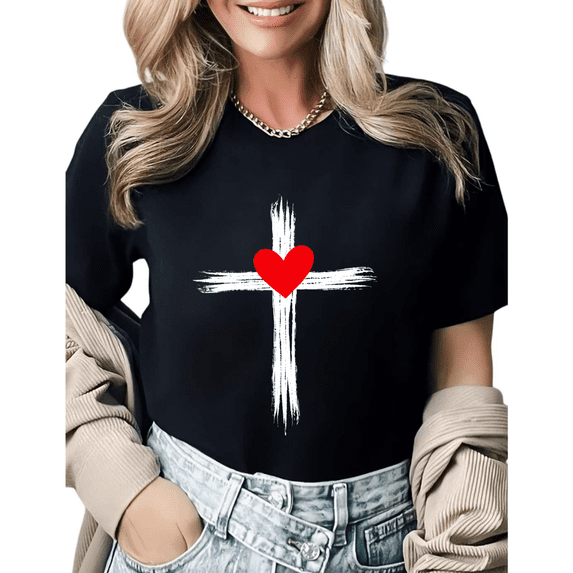 Vintage Bible Verse Jesus Loves You Gift Graphic Tees Womans T shirt Black White S-5XL Tops