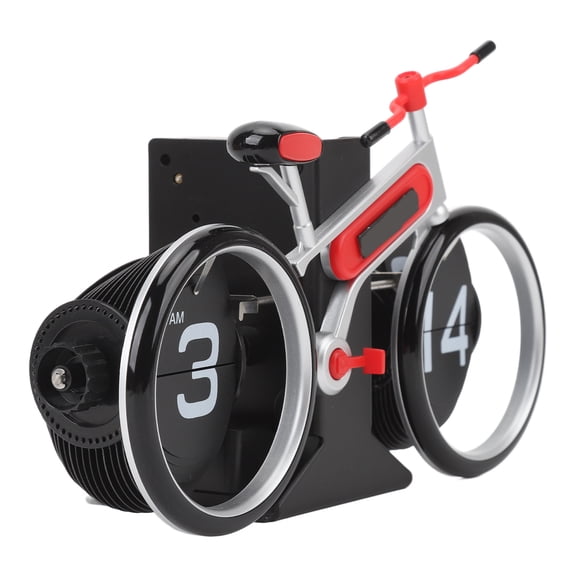 Vintage Bicycle Flip Clock Battery Operated Mechanical Bike Shaped Desk Clock Retro Flip Down Timepiece for Home Office Living Room Decor Red 8.0 inches / 20.3 cm