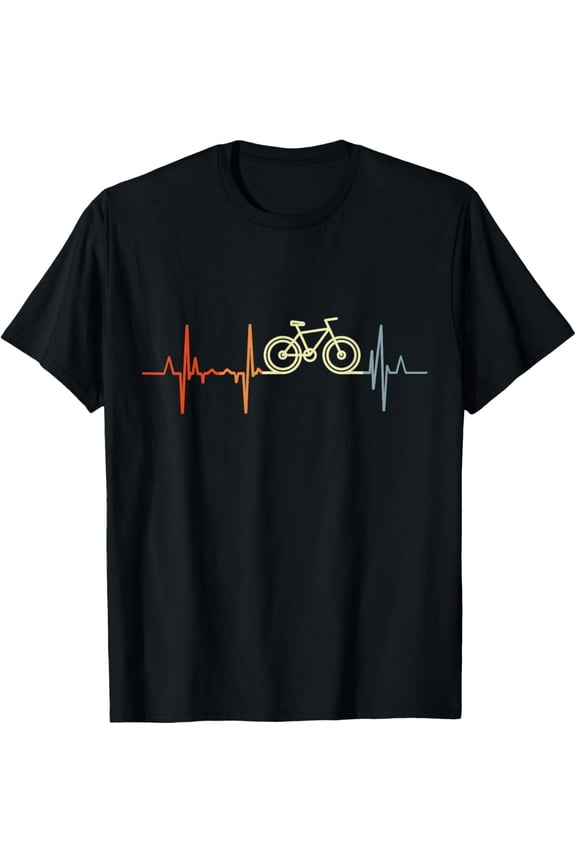 Vintage Bicycle Heartbeat Racing Cyclist Bike Pulse Line Mens T-Shirt