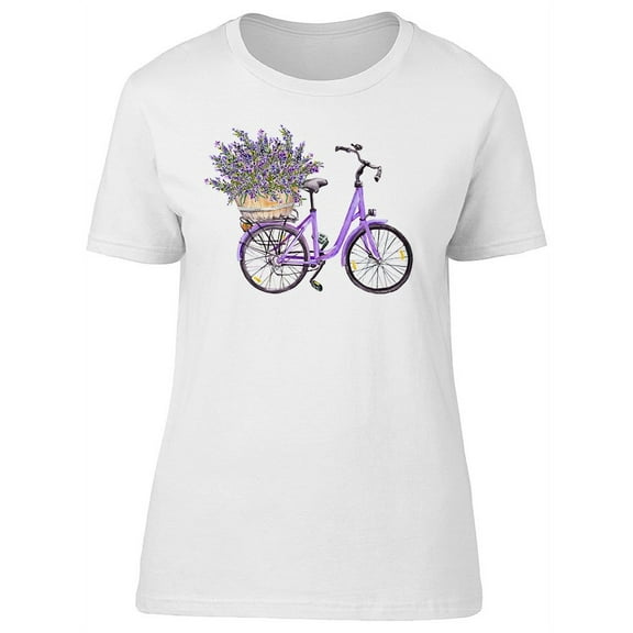 Vintage Bicycle Lavender Flowers T-Shirt Women -Image by Shutterstock, Female Small