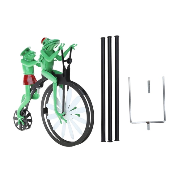 Vintage Bicycle Metal Wind Spinner Animal for Frog Motorcycle Windmill Stake Garden Lawn Yard Outdoor Decoration