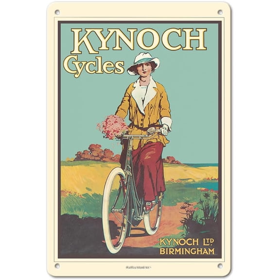 Vintage Bicycle Poster Metal Tin Sign, Kynoch Bicycles Birmingham England Design, 8 x 12 Inch Wall Decor