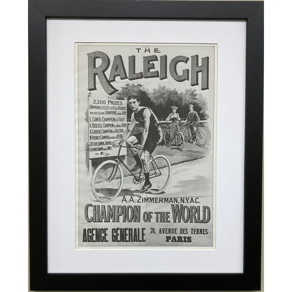 Vintage Bicycle Poster "Raleigh Bicycles" (1893) Framed Art Generic