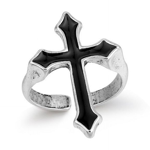Vintage Big Cross Ring: Aluminum Alloy Electroplated Gothic Jewelry for Women and Men, Trendy Party Accessory