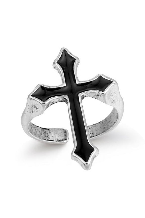 Vintage Big Cross Ring: Aluminum Alloy Electroplated Gothic Jewelry for Women and Men, Trendy Party Accessory