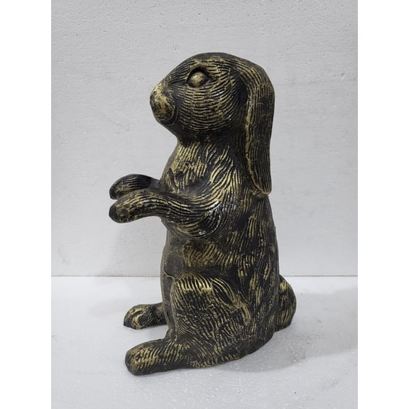 Vintage Big Metal Rabbit Easter Bunny Figurine Statue Antique 11.5 Inches Sculpture