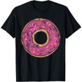 thumbnail image 1 of Vintage Big Pink Donut Shirt - Colorful Sprinkles DoughnutMen and women can wear, black T-shirts, gifts. Age: M,L，XL 2XL, 3XL, 419XL, 1 of 4
