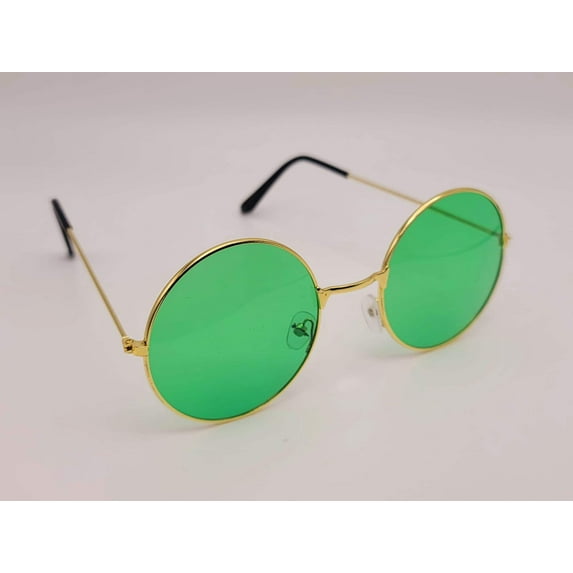 Vintage Big Round Spectacle Sunglasses Frame Fashion Hippie Green Color