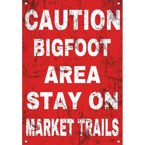 Vintage Bigfoot Area Tin Sign Home Decor Metal Plate Wall Decor Metal Poster Caution Metal Sign 8X12inch