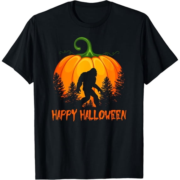 Vintage Bigfoot Pumpkin Halloween T-Shirt men and women can wear, black, white, gifts