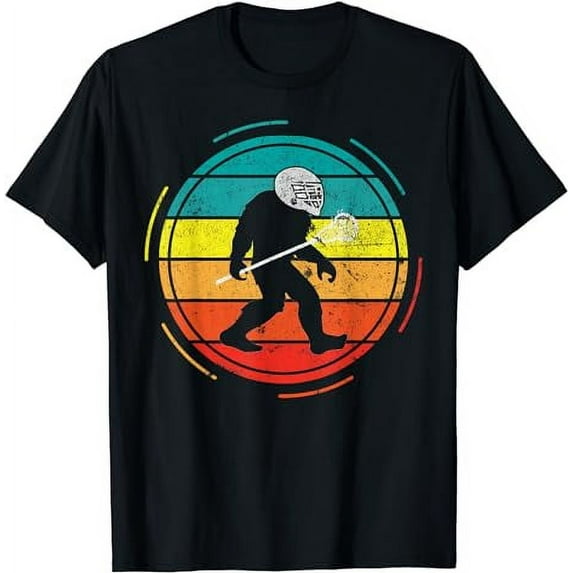 Vintage Bigfoot Sasquatch Helmet Strick Lacrosse Player T-Shirt