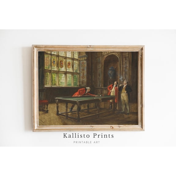 Vintage Billiards Illustration, Antique Pool Room Artwork, Retro Sports Wall Decor, Historical Billiards Art Print Poster 450, Size 24x36 UNFFRAMED F03.1.6l2292