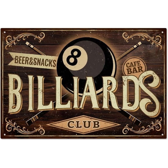 Vintage Billiards Metal Tin Sign Beernacks Cafe Bar Billiards Club Retro Tin Sign Hanging Decor for Billiards Room Decor Funny Billiards Club Metal Wall Plaque for Cafes 11.81x7.87 Inch colorful
