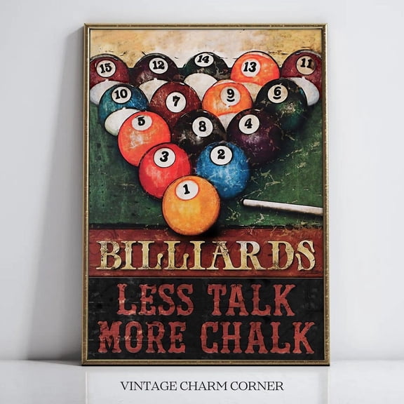 Vintage Billiards Pool Game Room Decor Wall Art Unframed Paper Print