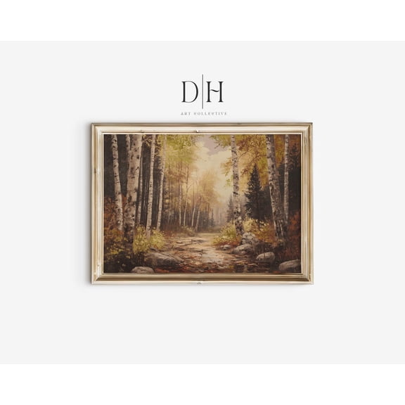Vintage Birch Tree Forest Landscape Unframed Paper Print