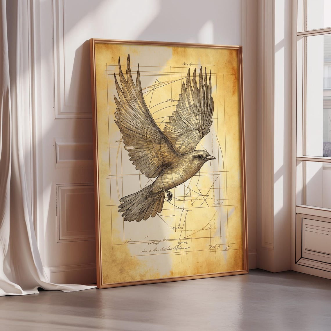 Vintage Bird Anatomy Drawing Wall Art Print, Renaissance Scientific ...