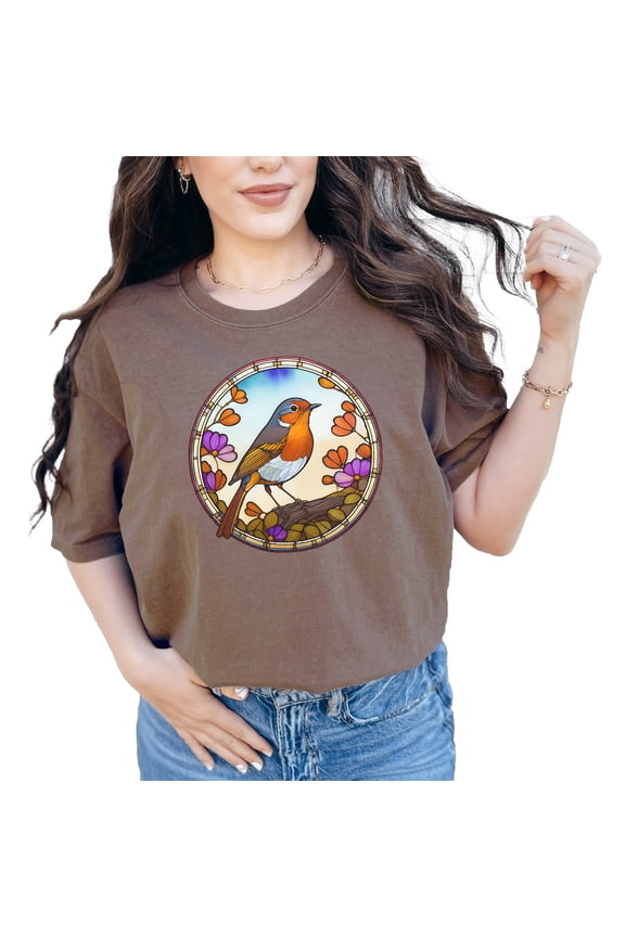 Vintage Bird Art Tshirt, Nature Lovers Graphic Tee, Unique Wildlife Clothing, Floral Bird Design Shirt, Classic Art Inspired Top, Espresso Comfort Colors T-Shirt, Small