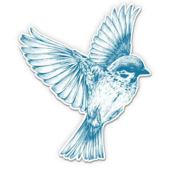 Vintage Bird Drawing Beautiful - 8" Vinyl Sticker - For Car Laptop I-Pad - Waterproof Decal